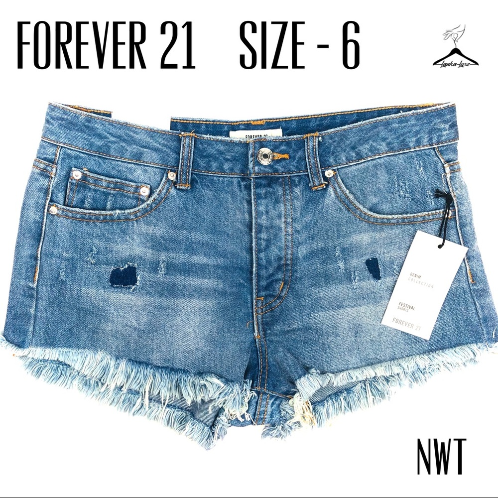 Forever 21 Distressed Patch Design Jean Shorts